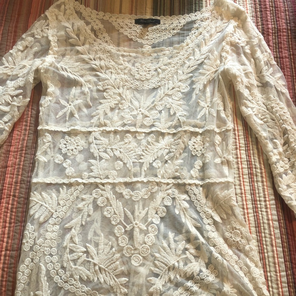 Ivory crochet lace dress with black slip dress